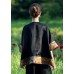 Loose Black O-Neck Asymmetrical Patchwork Silk Top Spring