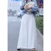 Casual White wrinkled Embroideried Linen wide leg Pants Spring