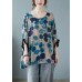 Chic Blue Bat wing Sleeve asymmetrical design Top