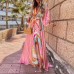 Women's pink printed dress  HE1306-01-02