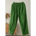 Stylish Green elastic waist drawstring Pockets Cotton harem Pants Spring