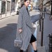 Fine black white Plaid Winter coat oversize pockets long coat Fine Notched trench coat