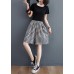 Stylish Black White Plaid Elastic Waist pocket hot pants Summer