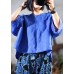 Modern linen box top plus size Retro Solid Color Literary Comfortable T-Shirt