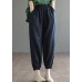 Plus Size Navy elastic waist harem Cotton Pants Summer