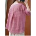 Natural pink linen clothes v neck daily summer top